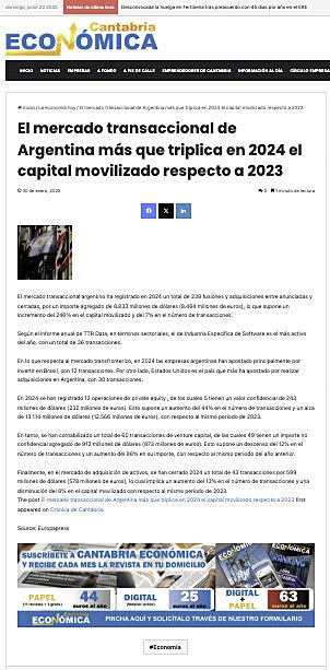El mercado transaccional de Argentina ms que triplica en 2024 el capital movilizado respecto a 2023